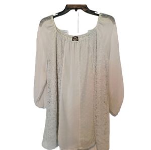 Cal Style Peasant Boho Lined Sheer & Lace Lined Tunic Size Medium